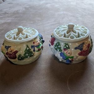 Pair of ☃️ Holiday ☃️ Resin Containers